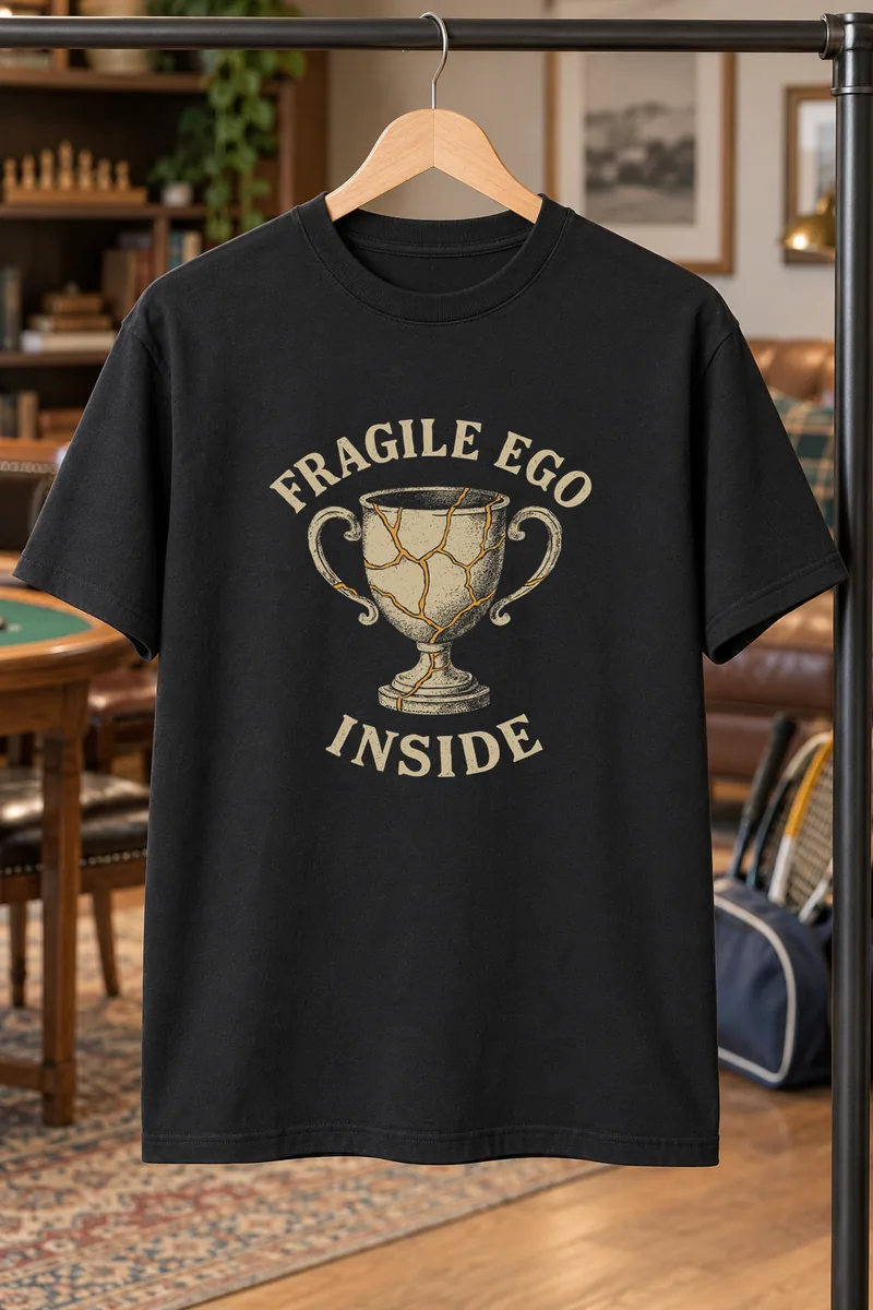 Fragile Ego Inside Cracked Golden Trophy Kintsugi Humor – Health and Wellness design