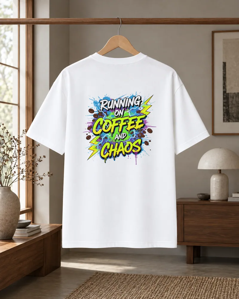 Running On Coffee And Chaos Neon Green Graffiti Paint Splash – Everyday Dev Humor design